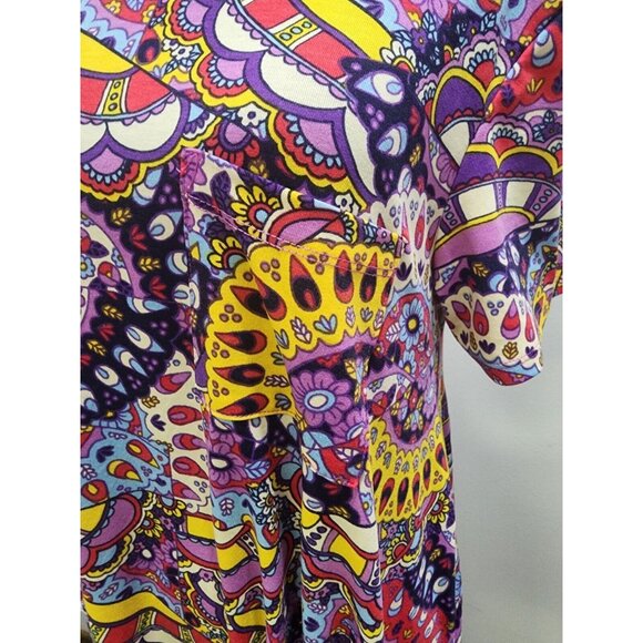 LuLaRoe Womens Dress Size M Carly Red Purple Yellow Paisley Floral Geometric - Picture 4 of 6